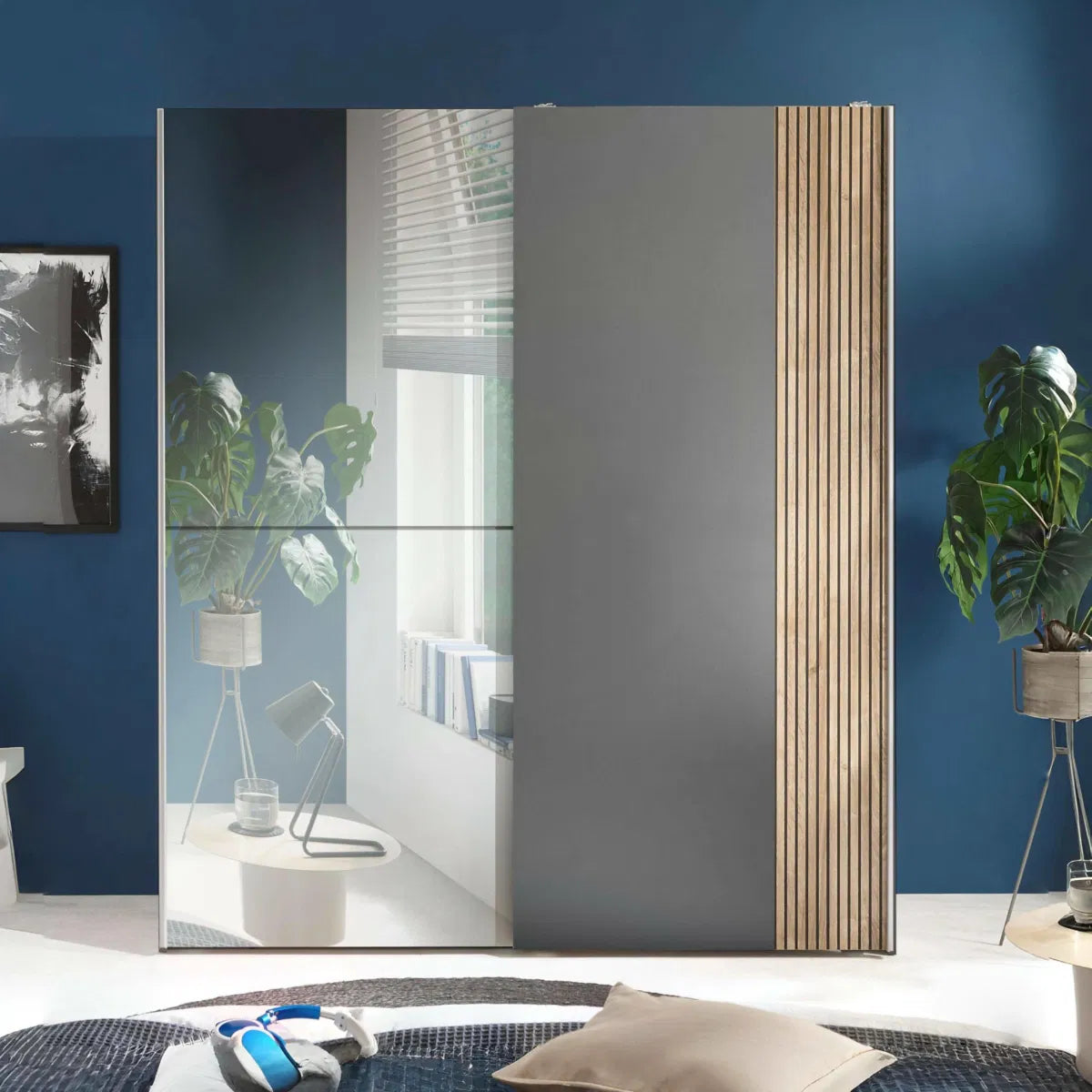 Mirrored Space-saving Panelled Sliding 2 Door Wardrobe | Berno Range | Julian Bowen