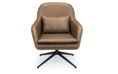 Industrial Brown Faux Leather 360 Swivel Chair | Bowery | Julian Bowen - Wood Velvet