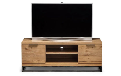 Julian Bowen Industrial Look Brooklyn TV Media Unit In Solid Oak | Wood Velvet