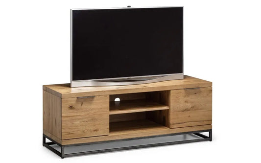 Julian Bowen Industrial Look Brooklyn TV Media Unit In Solid Oak | Wood Velvet
