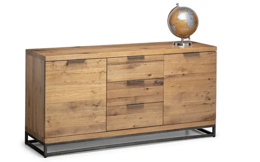 Julian Bowen Industrial Look Brooklyn Sideboard In Solid Natural Oak | Wood Velvet