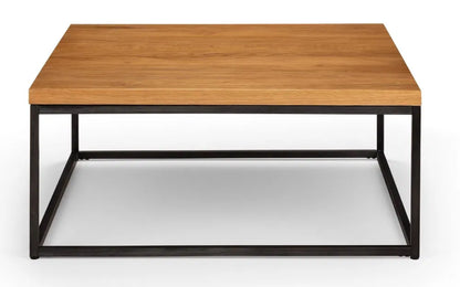 Julian Bowen Industrial Square Coffee Table In Solid Natural Oak | Brooklyn Range | Wood Velvet