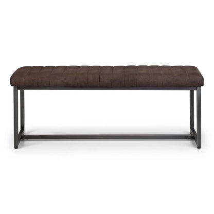 Julian Bowen Upholstered Grey Suede Industrial Bench | Brooklyn New York | Wood Velvet