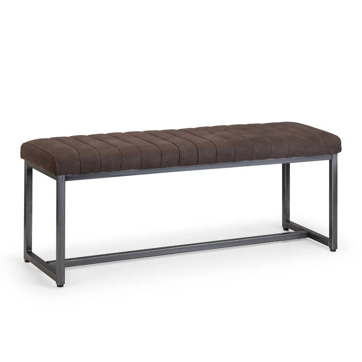 Julian Bowen Upholstered Grey Suede Industrial Bench | Brooklyn New York | Wood Velvet