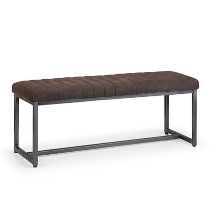 Julian Bowen Upholstered Grey Suede Industrial Bench | Brooklyn New York | Wood Velvet