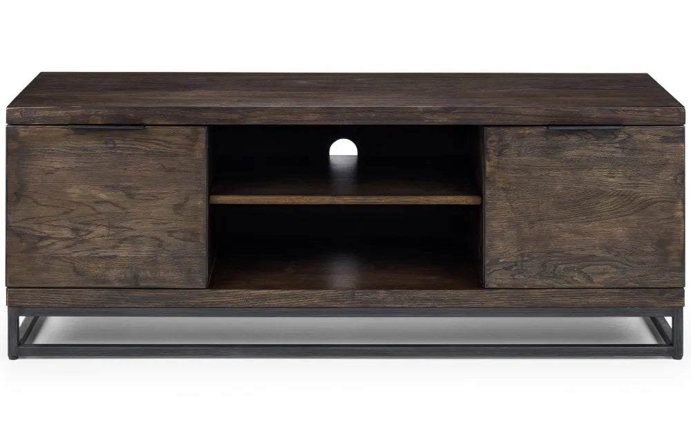 Julian Bowen Industrial Look Brooklyn TV Media Unit In Solid Dark Oak | Wood Velvet