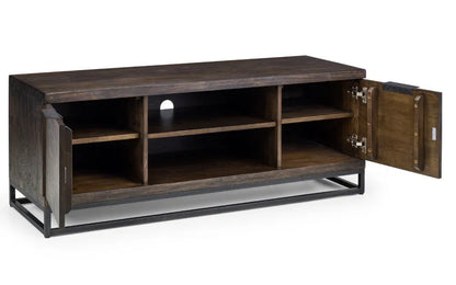 Julian Bowen Industrial Look Brooklyn TV Media Unit In Solid Dark Oak | Wood Velvet