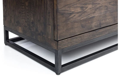 Julian Bowen Industrial Look Brooklyn TV Media Unit In Solid Dark Oak | Wood Velvet