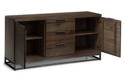 Julian Bowen Industrial Look Brooklyn Sideboard In Solid Dark Oak | Wood Velvet