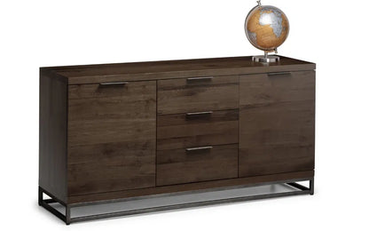 Julian Bowen Industrial Look Brooklyn Sideboard In Solid Dark Oak | Wood Velvet