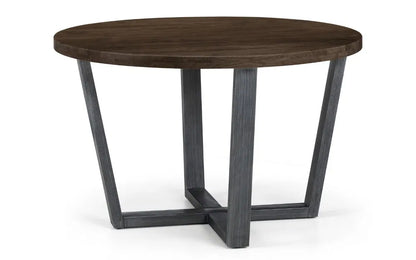 Julian Bowen Industrial Round Dining Table In Solid Natural Oak | Brooklyn Range | Wood Velvet