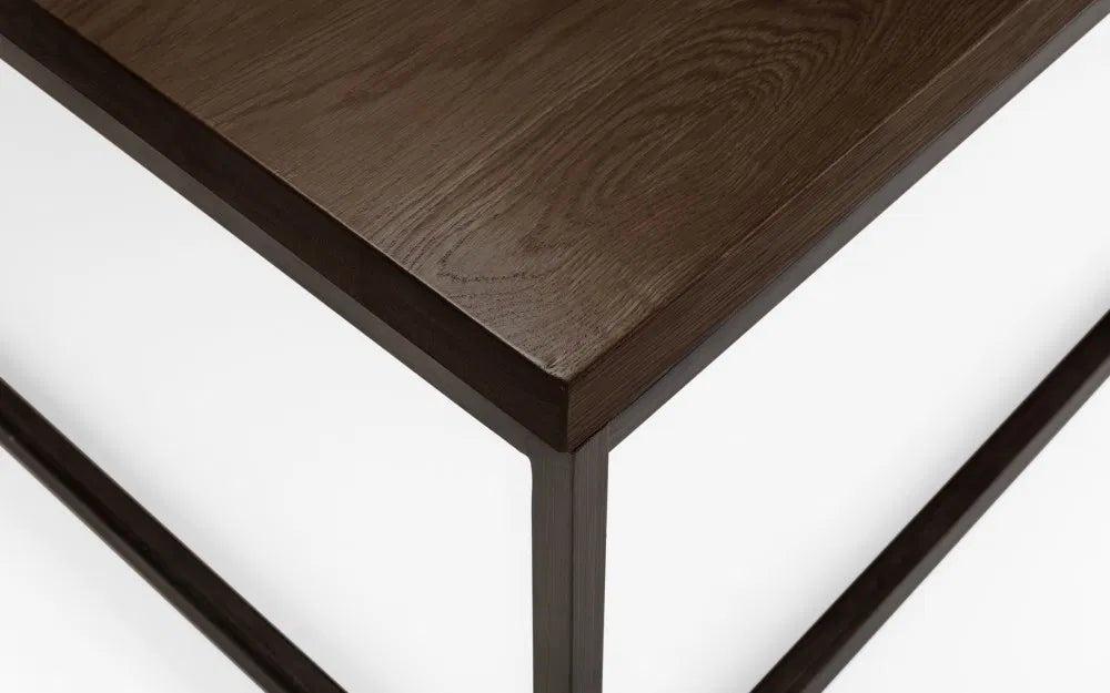 Julian Bowen Industrial Square Coffee Table In Solid Dark Oak | Brooklyn Range | Wood Velvet
