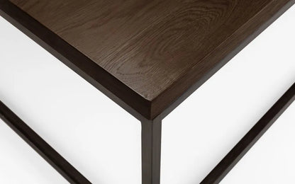 Julian Bowen Industrial Square Coffee Table In Solid Dark Oak | Brooklyn Range | Wood Velvet