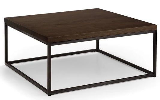Julian Bowen Industrial Square Coffee Table In Solid Dark Oak | Brooklyn Range | Wood Velvet