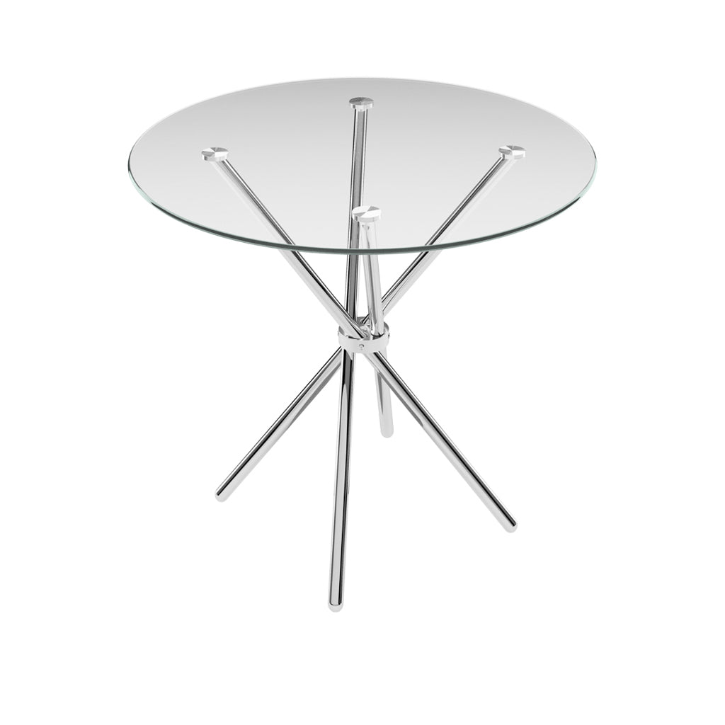 Elegant Round Clear Glass Silver Chrome Legs Dining Table | Casablanca | By LPD | Wood Velvet