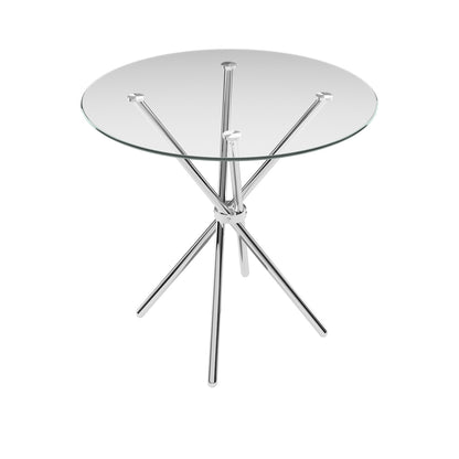 Elegant Round Clear Glass Silver Chrome Legs Dining Table | Casablanca | By LPD | Wood Velvet