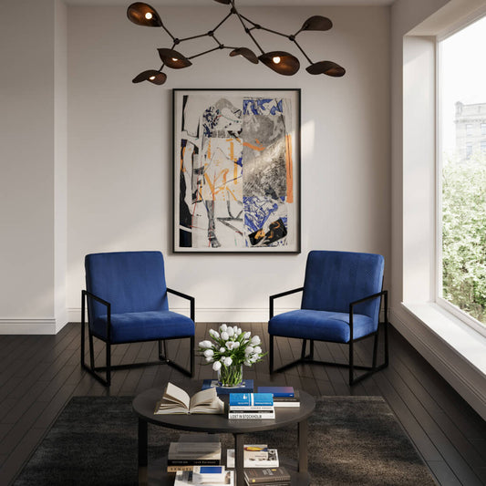 Industrial Statement Chair In Oxford Blue Chevron | Chance Range By LPD