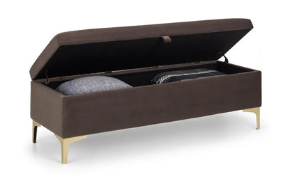 Deco Storage Ottoman Bench In Plush Truffle Velvet | Julian Bowen