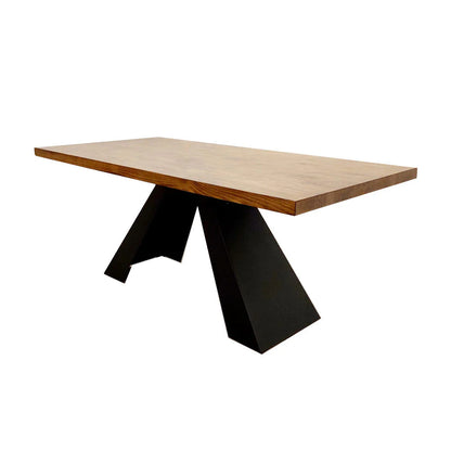 Akira Wooden Dining Table with Matte Black Legs