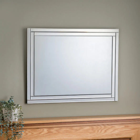 Julian Bowen Elegant Deco Frameless Wall Mirror | Wood Velvet