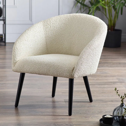 Julian Bowen Boucle Accent Chair In Ivory Fabric | Amari Range