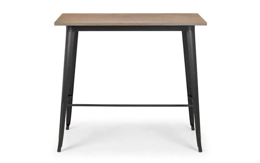 Solid Elm Wood & Satin Black Powder Coated Steel Bar Table | Grafton Range | Julian Bowen - Wood Velvet