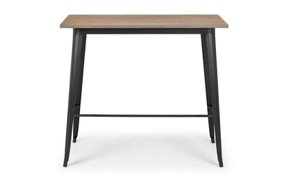 Solid Elm Wood & Satin Black Powder Coated Steel Bar Table | Grafton Range | Julian Bowen - Wood Velvet