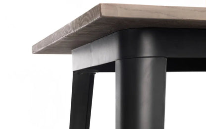 Solid Elm Wood & Satin Black Powder Coated Steel Bar Table | Grafton Range | Julian Bowen - Wood Velvet