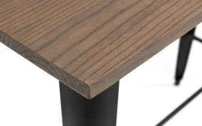 Solid Elm Wood & Satin Black Powder Coated Steel Bar Table | Grafton Range | Julian Bowen - Wood Velvet