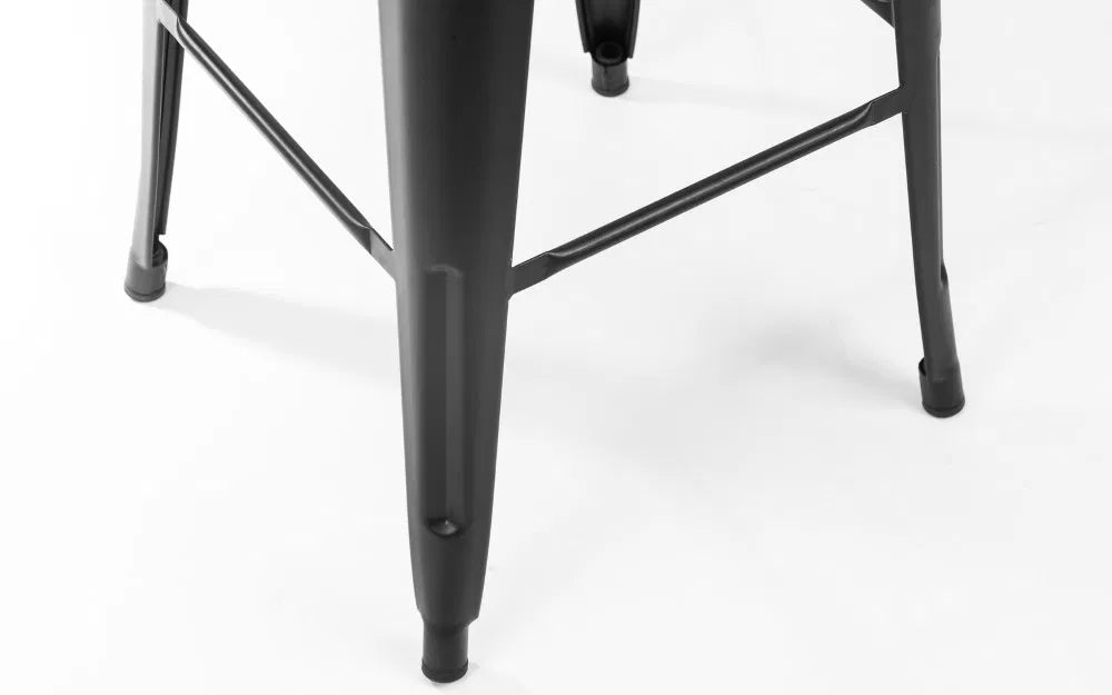 Solid Elm Wood & Satin Black Powder Coated Steel Backless Bar Stool | Grafton Range | Julian Bowen - Wood Velvet
