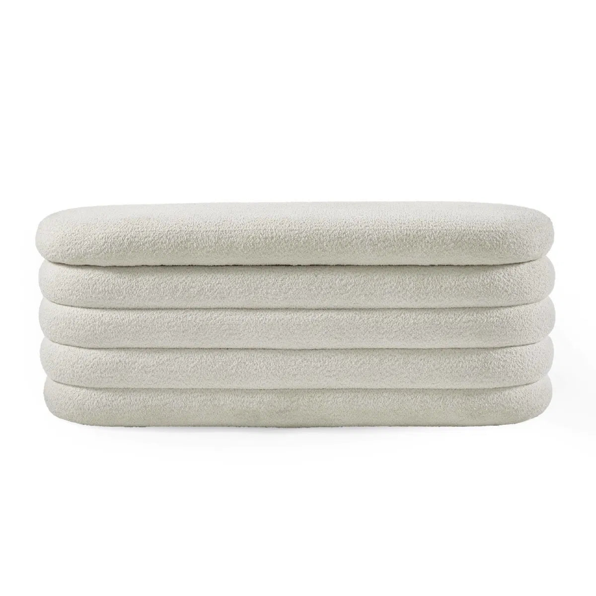 Julian Bowen Generous Ivory Boucle Upholstered Ottoman Storage Bench | Hailey Range - Wood Velvet