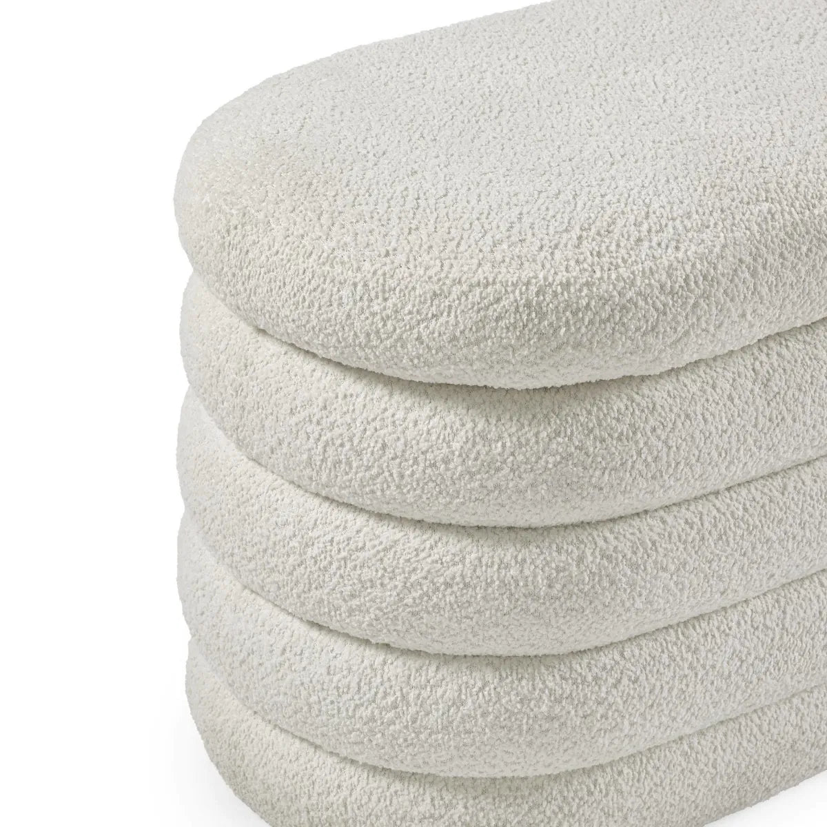 Julian Bowen Generous Ivory Boucle Upholstered Ottoman Storage Bench | Hailey Range - Wood Velvet