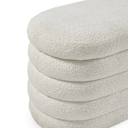 Julian Bowen Generous Ivory Boucle Upholstered Ottoman Storage Bench | Hailey Range - Wood Velvet