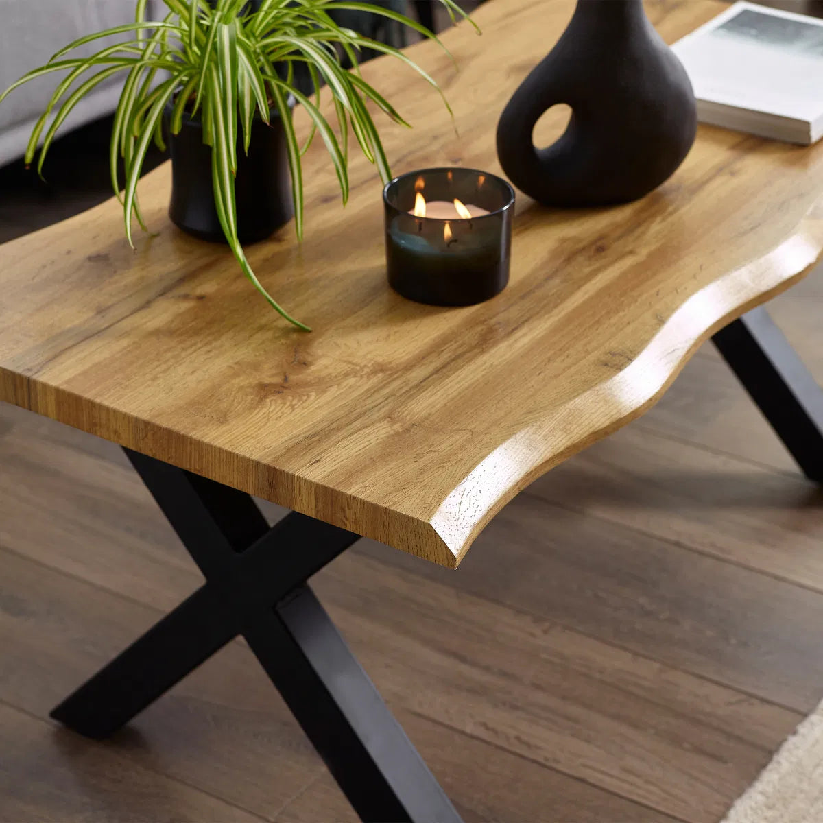 Julian Bowen Harvey Waved-edge Coffee Table In Oak Effect