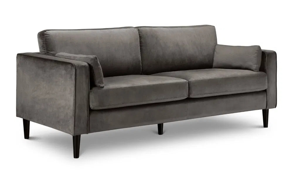 Julian Bowen Luxo Deep Pile 3 Seater Sofa In Elegant Grey Velvet & Chenille | Hayward Range | Wood Velvet