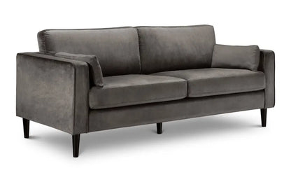 Julian Bowen Luxo Deep Pile 3 Seater Sofa In Elegant Grey Velvet & Chenille | Hayward Range | Wood Velvet