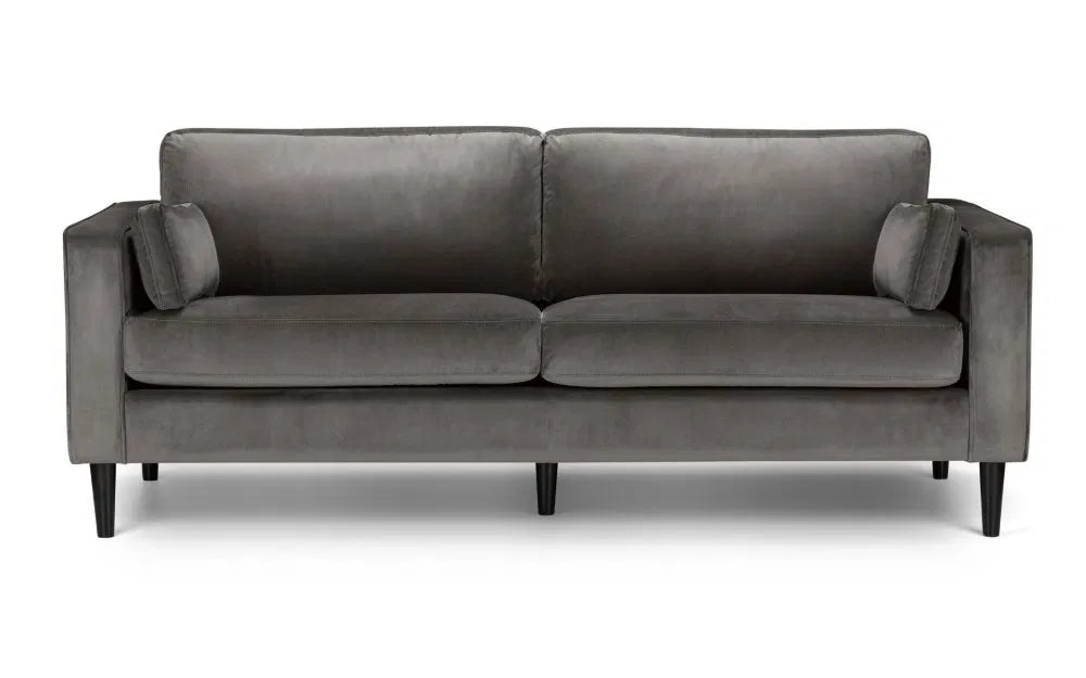 Julian Bowen Luxo Deep Pile 3 Seater Sofa In Elegant Grey Velvet & Chenille | Hayward Range | Wood Velvet