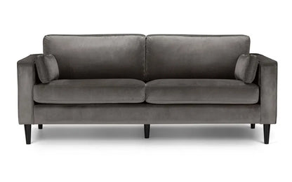 Julian Bowen Luxo Deep Pile 3 Seater Sofa In Elegant Grey Velvet & Chenille | Hayward Range | Wood Velvet