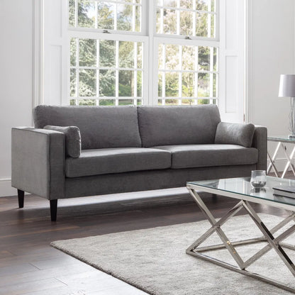 Julian Bowen Luxo Deep Pile 3 Seater Sofa In Elegant Grey Velvet & Chenille | Hayward Range | Wood Velvet