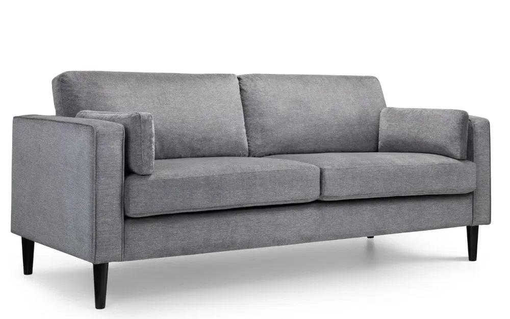 Julian Bowen Luxo Deep Pile 3 Seater Sofa In Elegant Grey Velvet & Chenille | Hayward Range | Wood Velvet