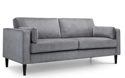Julian Bowen Luxo Deep Pile 3 Seater Sofa In Elegant Grey Velvet & Chenille | Hayward Range | Wood Velvet