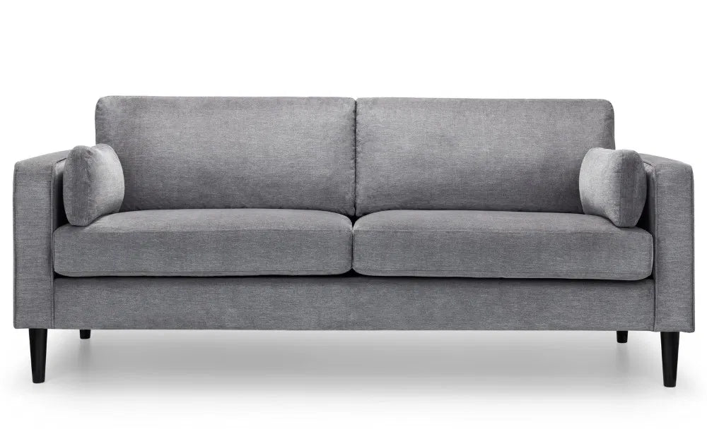 Julian Bowen Luxo Deep Pile 3 Seater Sofa In Elegant Grey Velvet & Chenille | Hayward Range | Wood Velvet