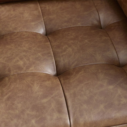 Julian Bowen 3 Seater Sofa With Bolsters In Brown Faux Leather | Henley Range | Wood Velvet