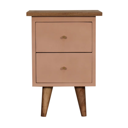 Solid Wood Hand Painted Bedside Cabinet In Blush Pink | Hand Crafted Artisan | Wood Velvet