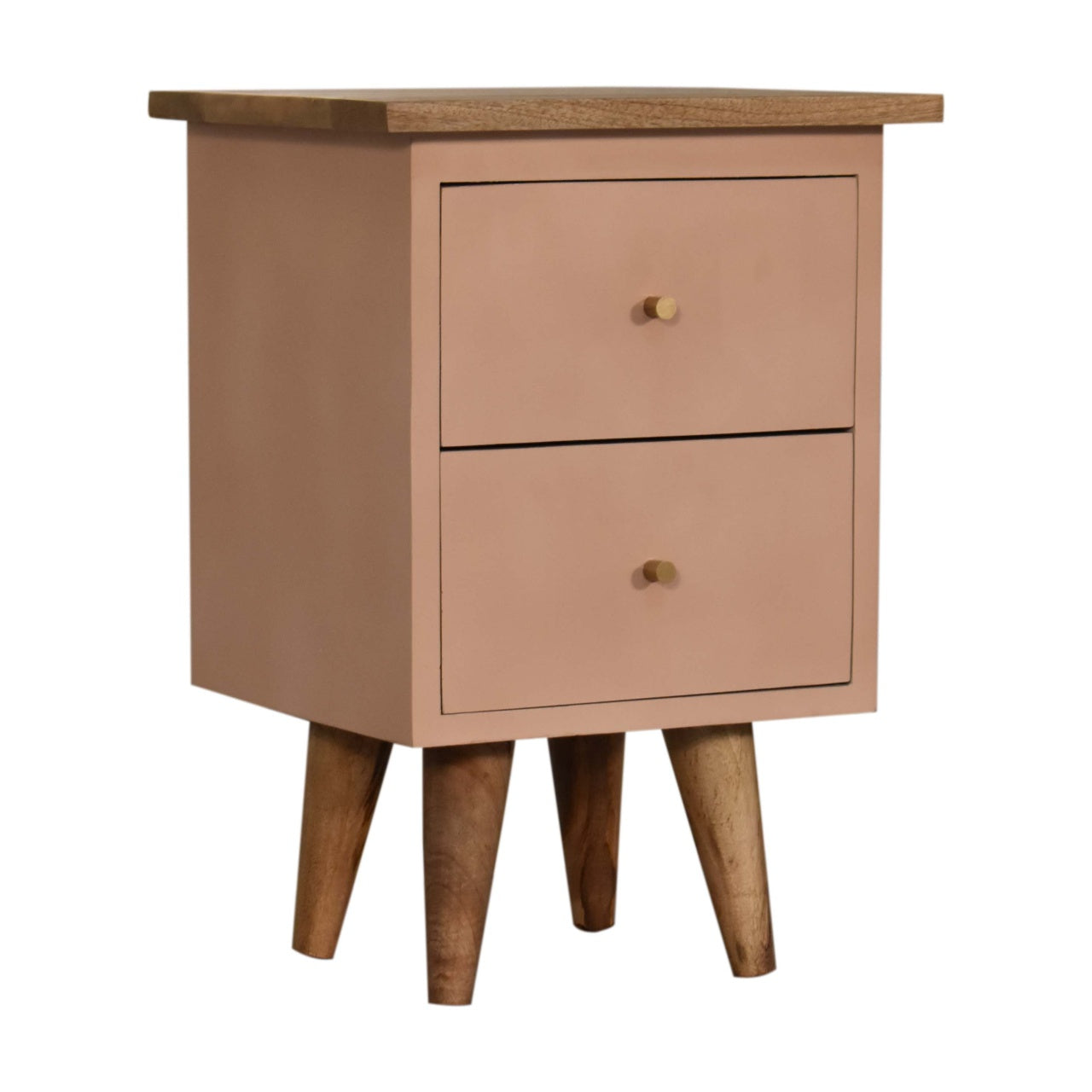 Solid Wood Hand Painted Bedside Cabinet In Blush Pink | Hand Crafted Artisan | Wood Velvet