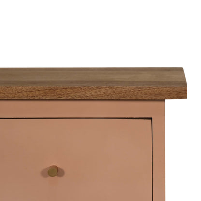 Solid Wood Hand Painted Bedside Cabinet In Blush Pink | Hand Crafted Artisan | Wood Velvet