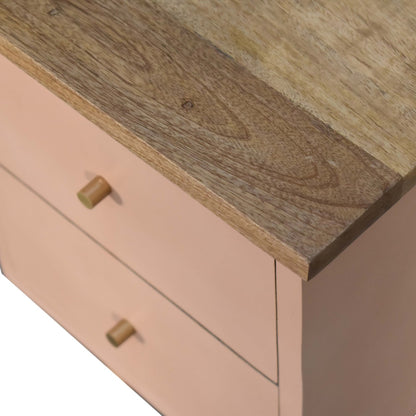 Solid Wood Hand Painted Bedside Cabinet In Blush Pink | Hand Crafted Artisan | Wood Velvet