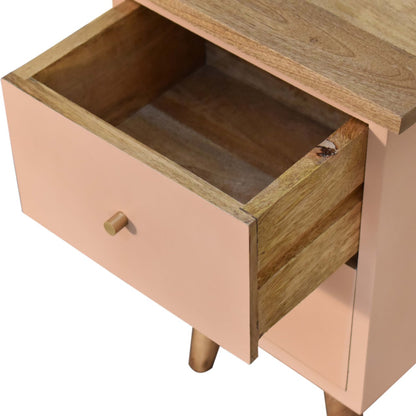 Solid Wood Hand Painted Bedside Cabinet In Blush Pink | Hand Crafted Artisan | Wood Velvet