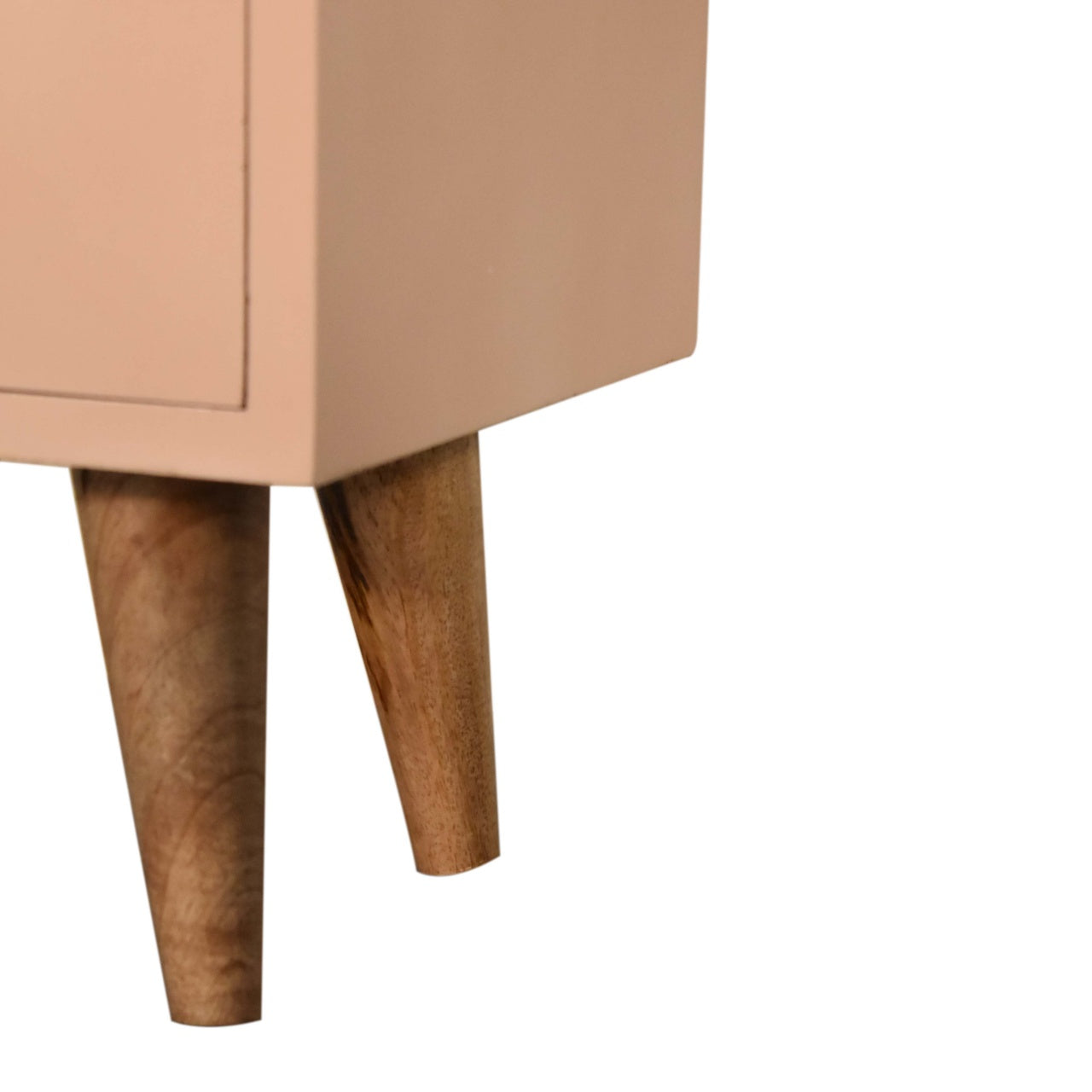 Solid Wood Hand Painted Bedside Cabinet In Blush Pink | Hand Crafted Artisan | Wood Velvet