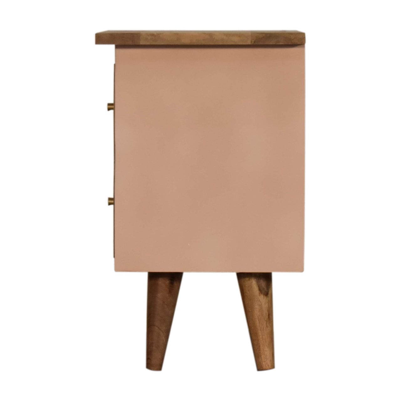 Solid Wood Hand Painted Bedside Cabinet In Blush Pink | Hand Crafted Artisan | Wood Velvet
